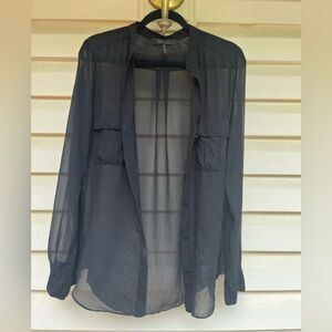 Banana Republic black sheer long sleeved blouse, chest pockets, blouse, Medium
